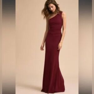 BHLDN Column Dress with Cutout in Bordeaux